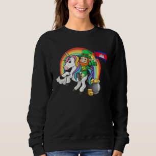 St Patricks Day Irish Unicorn Cambodia Khmer Cambo Sweatshirt
