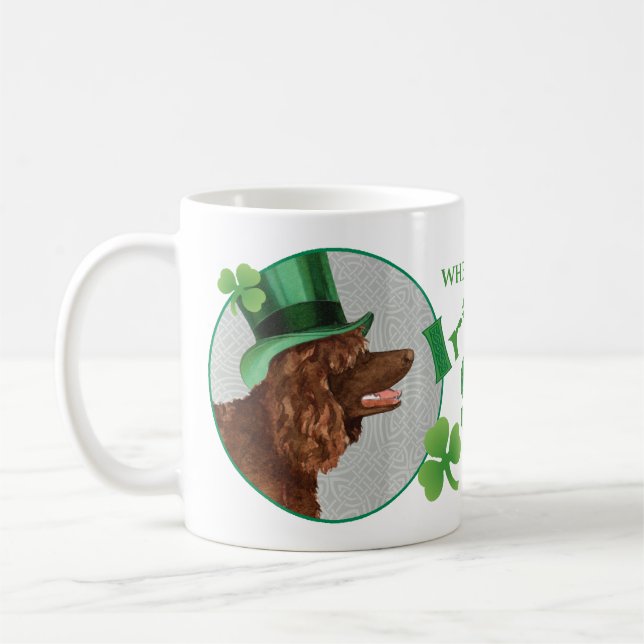 St. Patrick's Day Irish Water Spaniel Coffee Mug (Left)