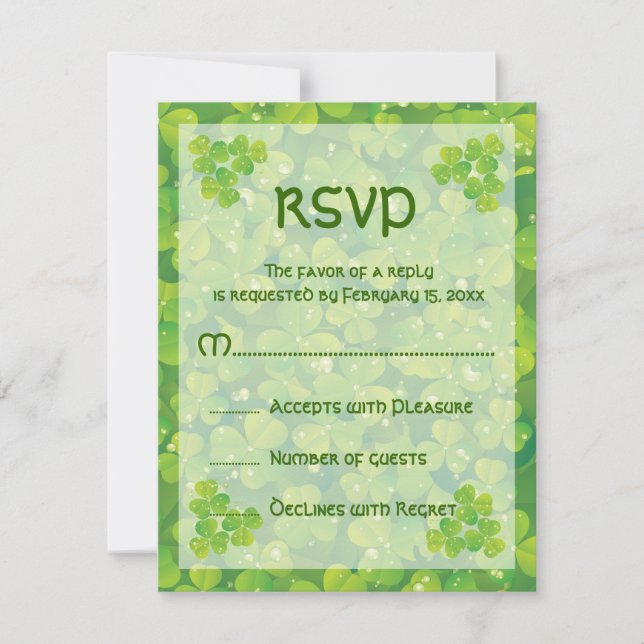 St. Patrick's Day Irish wedding response card (Front)