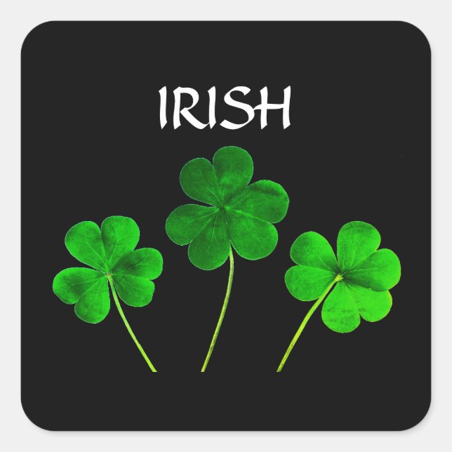 St Patrick's Day Iriss Shamrock Leaves Green 2021 Square Sticker (Front)