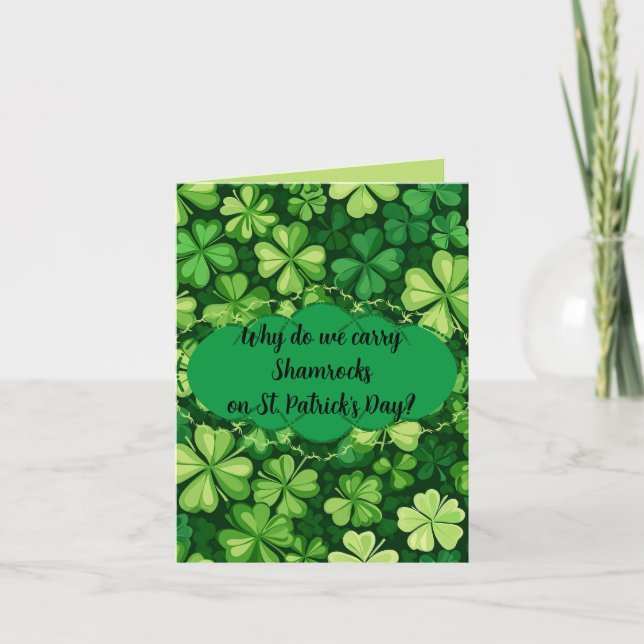 "St. Patrick's Day" Joking Greeting Card (Front)