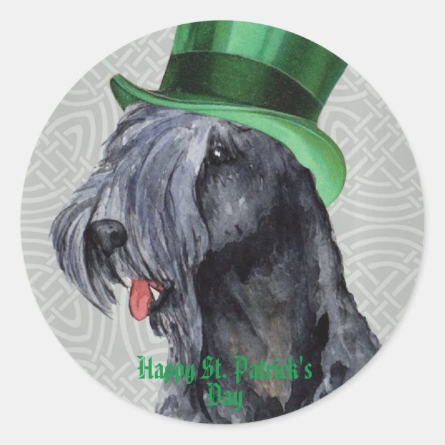 St. Patrick's Day Kerry Blue Terrier Classic Round Sticker (Front)