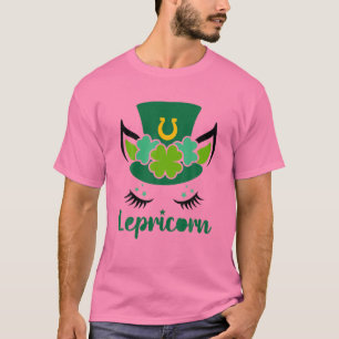 St Patricks Day Kids Girl Women Cute Lepricorn Uni T-Shirt