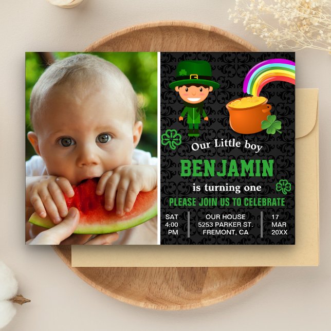 St. Patrick's Day Kids Photo Birthday Invitation (Creator Uploaded)