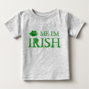 St. Patrick's Day Kiss Me I'm Irish Green Lips Baby T-Shirt