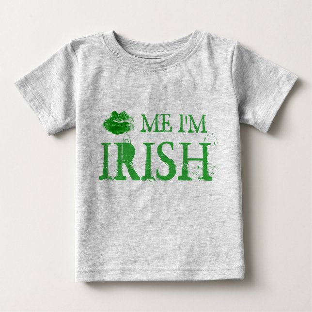 St. Patrick's Day Kiss Me I'm Irish Green Lips Baby T-Shirt (Front)