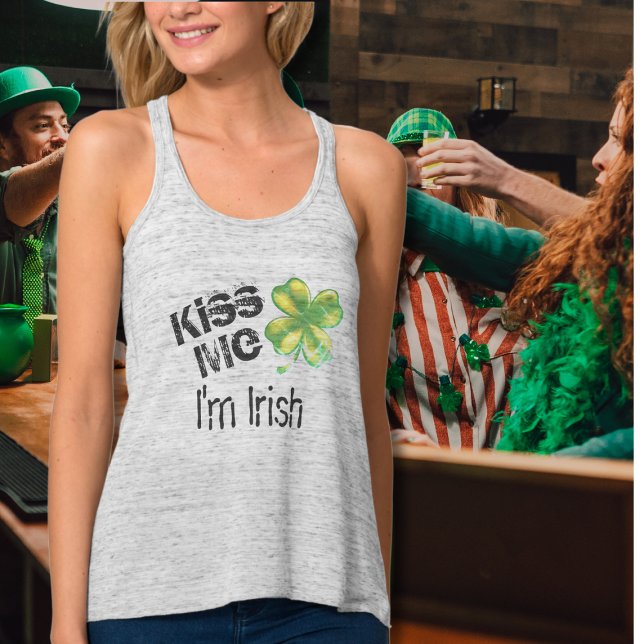 St. Patrick's Day Kiss Me I'm Irish, Shamrock Singlet (Creator Uploaded)