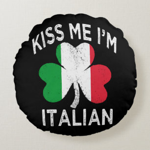 st patricks day kiss me im Italian Round Cushion