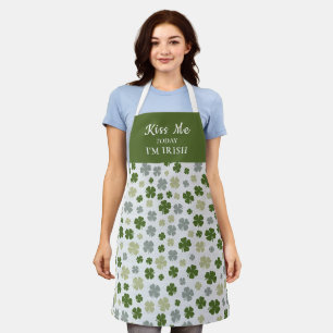 St. Patrick's Day Kiss Me Today Im Irish  Shamrock Apron