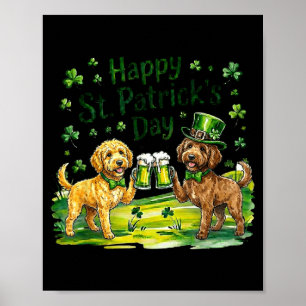 St patrick's day labradoodle dog poster