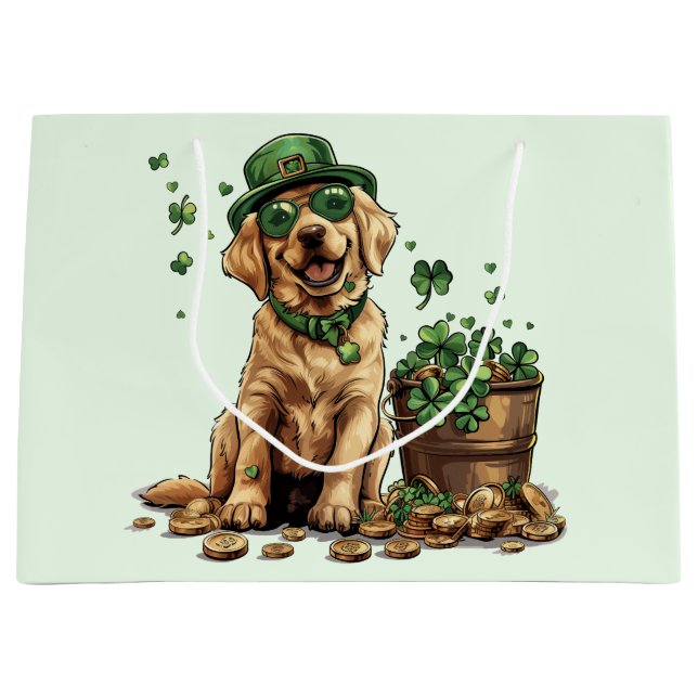 St. Patrick's Day Labrador Retriever Dog Large Gift Bag (Front)