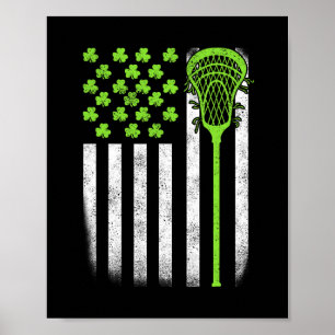 St Patricks Day Lacrosse Lax Usa Flag Women Irish Poster