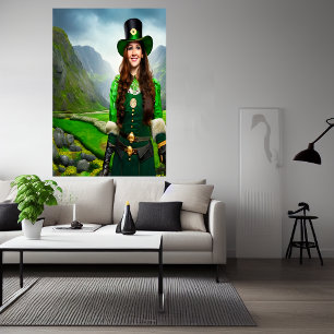 St. Patrick's Day lady   AI Art  Poster
