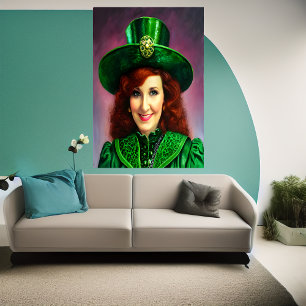 St. Patrick's Day lady in green   AI Art   Poster