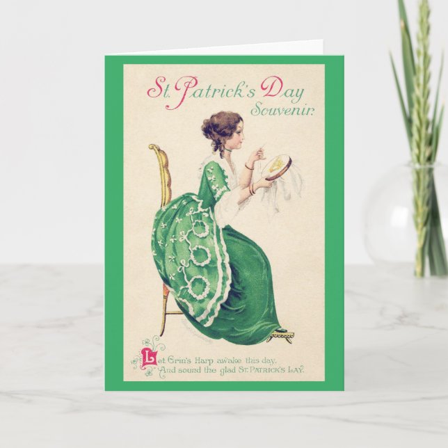 St. Patrick's Day Lady, Vintage Card (Front)