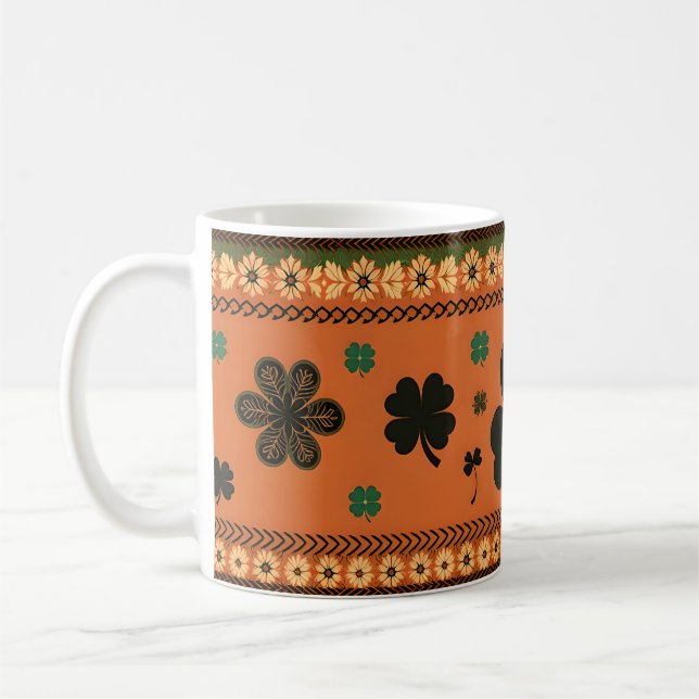 St. Patrick's Day Large Shamrocks and Flowers  Coffee Mug (Left)