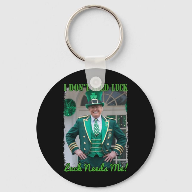 St Patricks Day Leaf Clover Trump Leprechaun Luck Key Ring (Front)