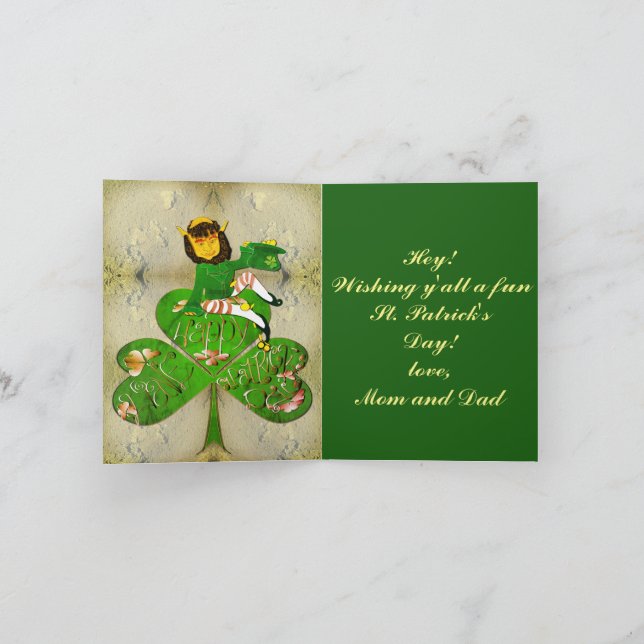 St. Patrick's Day Leprechaun Card (Inside)