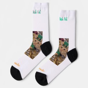 St Patrick's Day Leprechaun Cat  Socks