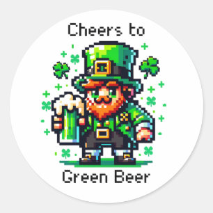 St Patrick's Day Leprechaun Cheers to Green Beer Classic Round Sticker