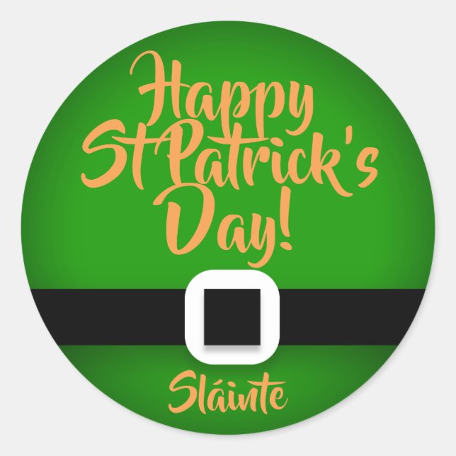 St Patrick's Day Leprechaun Classic Round Sticker (Front)