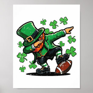 St Patricks Day Leprechaun Dab Footll Men Boys Kid Poster