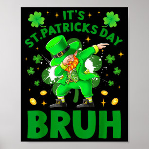 St patricks day leprechaun dabbing shamrock clover poster