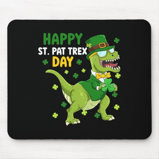 St Patricks Day Leprechaun Dinosaur Dino Happy St  Mouse Pad (Front)