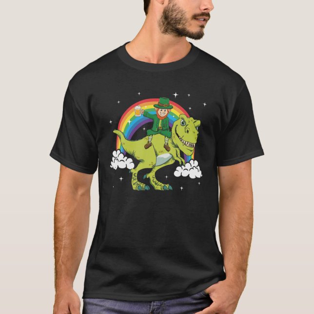 St. Patrick's Day Leprechaun Dinosaur T-Shirt (Front)