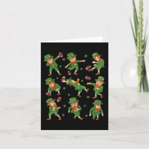 St Patricks Day Leprechaun Football Player Clover Card