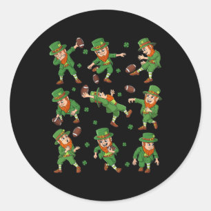 St Patricks Day Leprechaun Football Player Clover Classic Round Sticker
