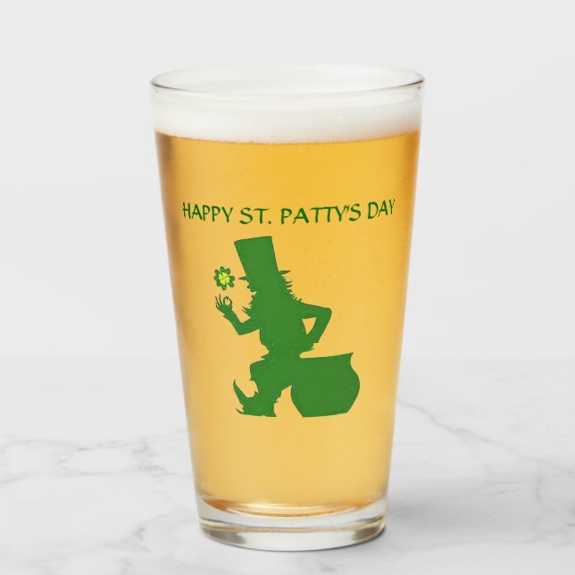 ST. PATRICK'S DAY LEPRECHAUN glass (Front Filled)