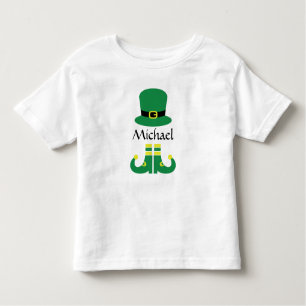 St Patricks Day Leprechaun Hat Cute Add Name Boys Toddler T-Shirt