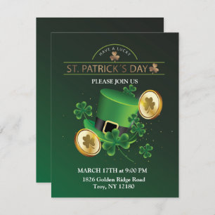 St. Patrick's Day Leprechaun Hat Shamrocks Irish Holiday Card