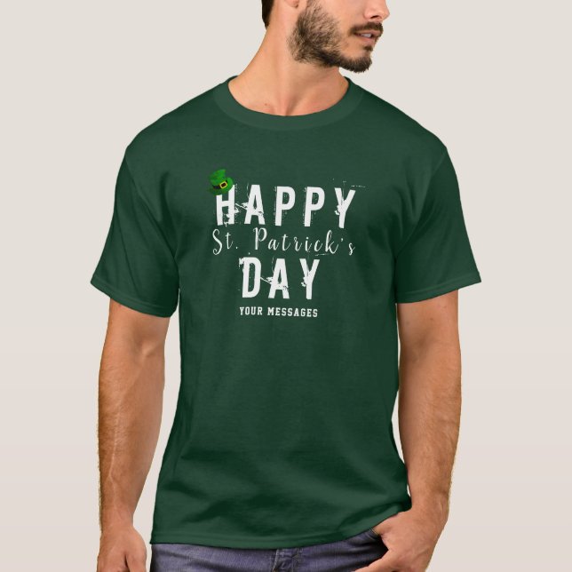 St Patrick's Day Leprechaun Hat with Message T-Shirt (Front)