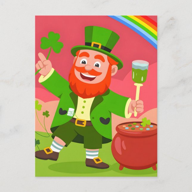 St. Patrick's Day Leprechaun Illustration  Postcard (Front)