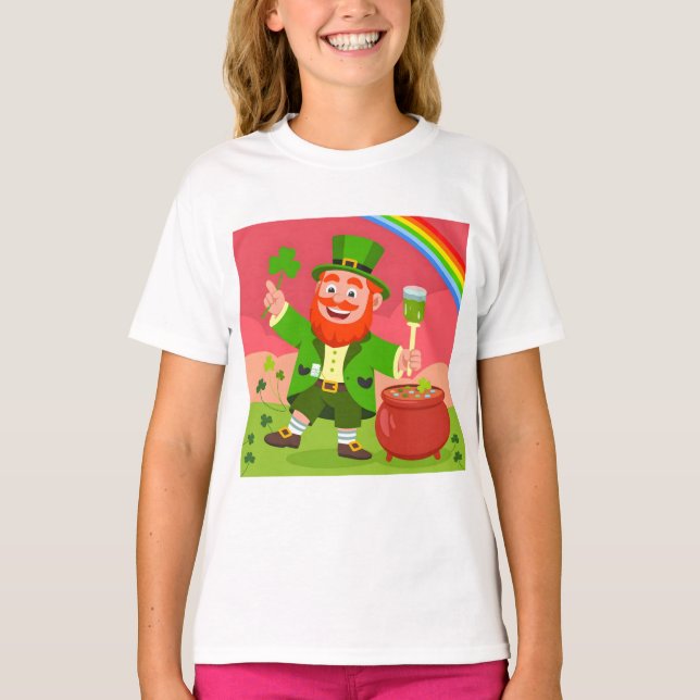 St. Patrick's Day Leprechaun Illustration  T-Shirt (Front)