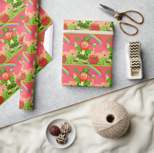 St. Patrick's Day Leprechaun Illustration  Wrapping Paper (Crafts)