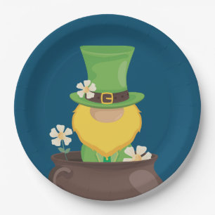 St. Patrick's Day Leprechaun in Pot of Gold Paper Plate