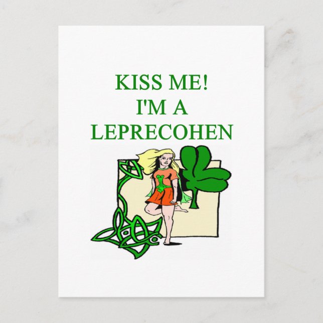 st patrick's day leprechaun jewish irish joke postcard (Front)