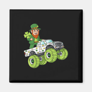 St Patricks Day Leprechaun Monster Truck Lucky Boy Magnet