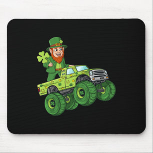 St Patricks Day Leprechaun Monster Truck Lucky Boy Mouse Pad