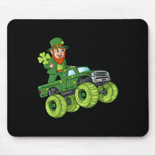 St Patricks Day Leprechaun Monster Truck Lucky Boy Mouse Pad