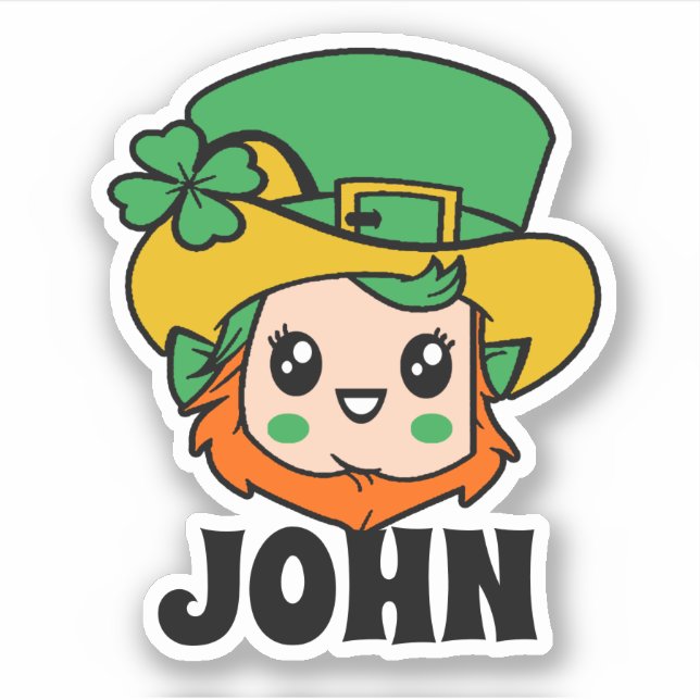 St Patrick's Day Leprechaun Name Sticker (Front)