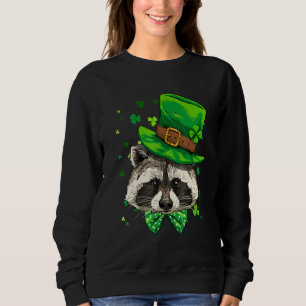 St Patrick's Day Leprechaun Raccoon Shamrock Irish Sweatshirt