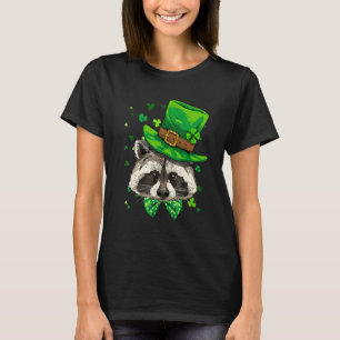 St Patrick's Day Leprechaun Raccoon Shamrock Irish T-Shirt