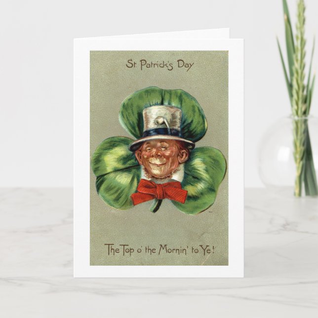 St Patrick's Day Leprechaun Repro Vintage 1908 Card (Front)