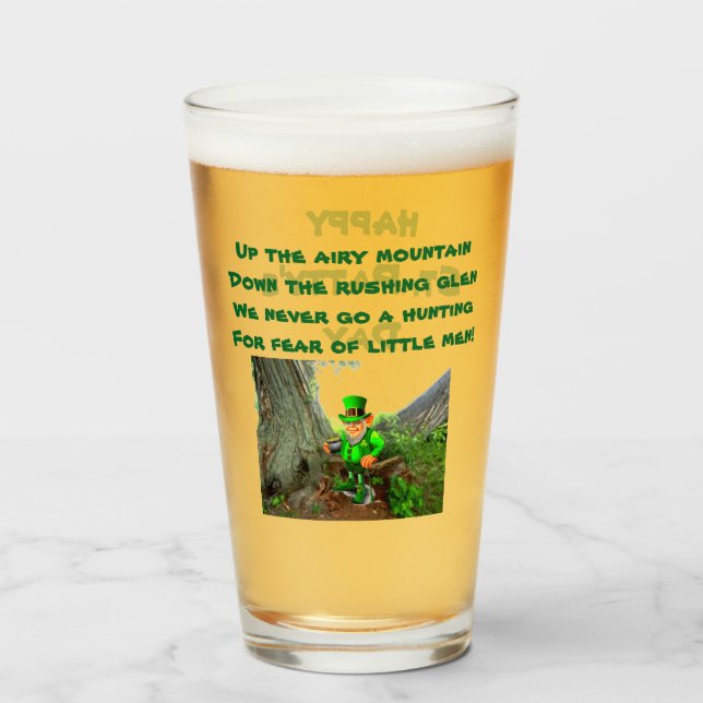 ST. PATRICK'S DAY LEPRECHAUN RHYME glass (Front Filled)