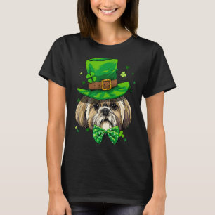 St Patrick's Day Leprechaun Shamrock Shih Tzu Iris T-Shirt