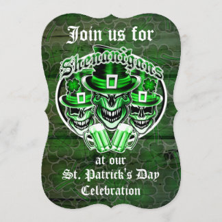 St. Patrick's Day Leprechaun Skulls: Shenanigans Invitation